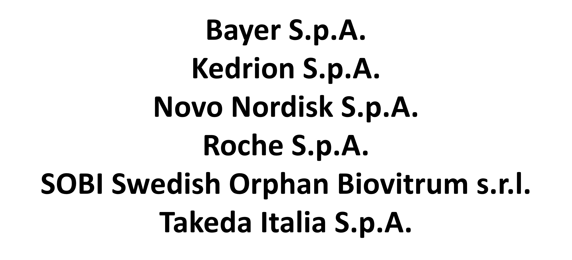 Logo Multisponsor: Bayer, Roche,  Swedish Orphan Biovitrum, Novo Nordisk, Kedrion, Takeda